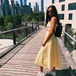 Yellow gingham top & skirt SET